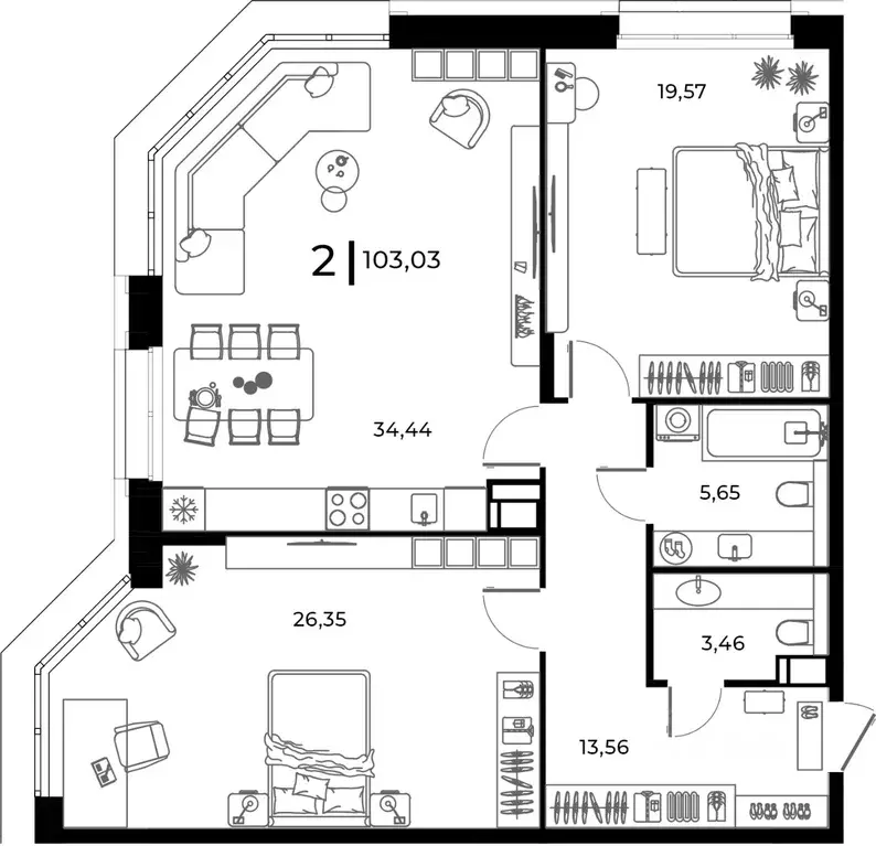 2-к кв. Пензенская область, Заречный Братская ул., 8 (103.03 м) - Фото 1