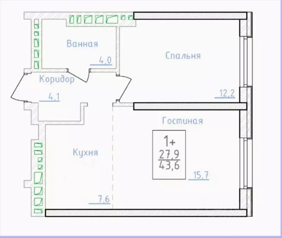 2-к кв. Башкортостан, Уфа ул. Братьев Кадомцевых, 17 (43.6 м) - Фото 2