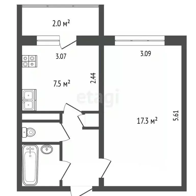 1-к кв. Псковская область, Печоры Индустриальная ул., 4 (28.0 м) - Фото 1