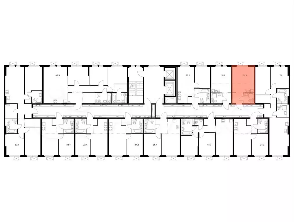 Квартира-студия, 21,8 м, 15/15 эт. - Фото 1