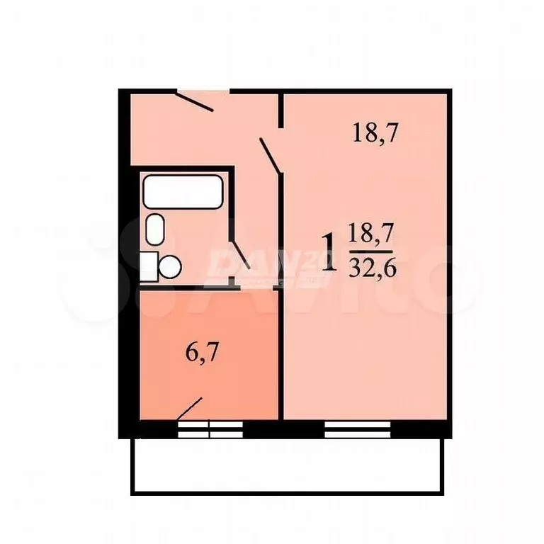 1-к. квартира, 32 м, 6/10 эт. - Фото 0