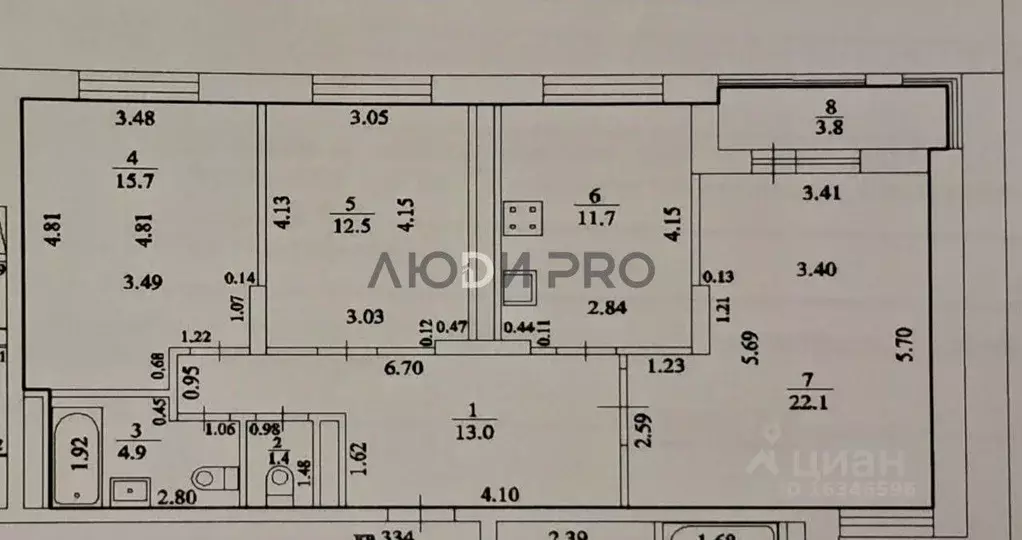 3-к кв. Башкортостан, Уфа ул. Архитектора Рехмукова, 7 (83.2 м) - Фото 2