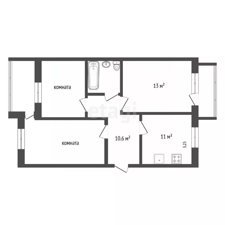 3-к кв. Красноярский край, Красноярск ул. Гусарова, 14 (65.7 м) - Фото 2