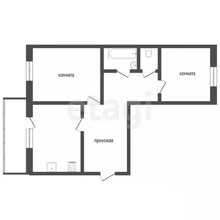 2-к кв. Ханты-Мансийский АО, Сургут ул. Энергетиков, 11 (52.9 м) - Фото 2