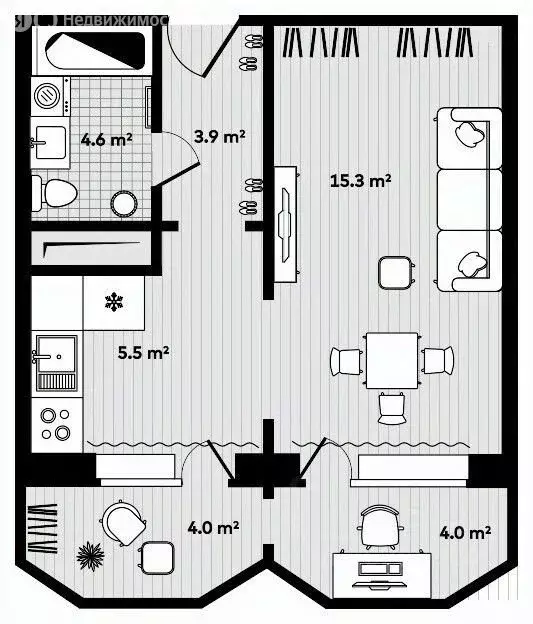 1-комнатная квартира: Тавричанка, улица Лазо, 7 (34 м) - Фото 1