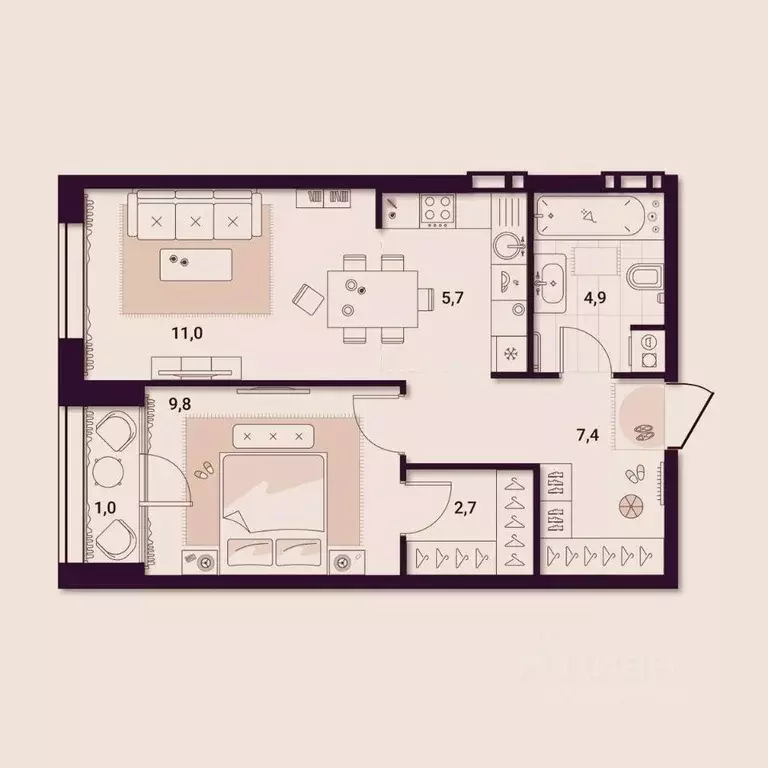 1-к кв. Приморский край, Артем ул. Куйбышева, 11А (42.52 м) - Фото 1