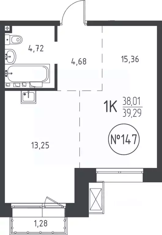 1-к кв. Иркутская область, Иркутск ул. Эдуарда Дьяконова, 14 (39.29 м) - Фото 0
