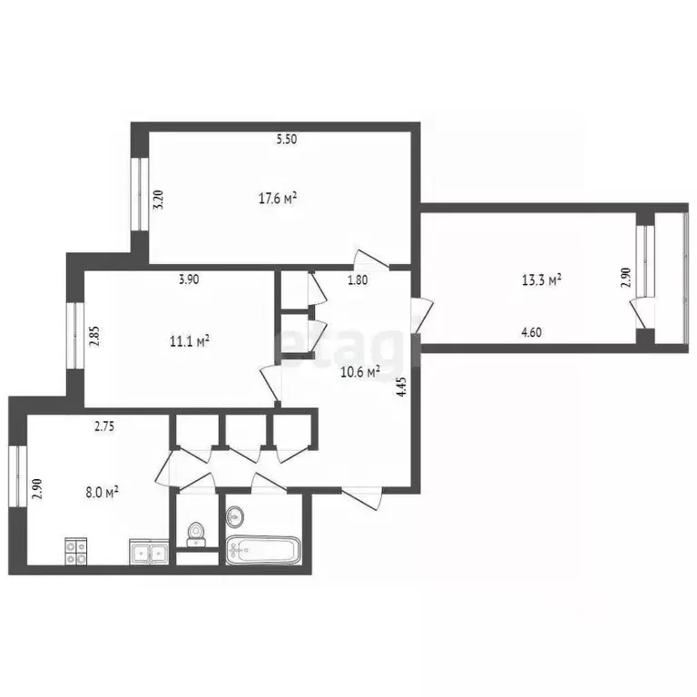 3-к кв. Ямало-Ненецкий АО, Новый Уренгой Советский мкр, 6/2 (67.9 м) - Фото 1
