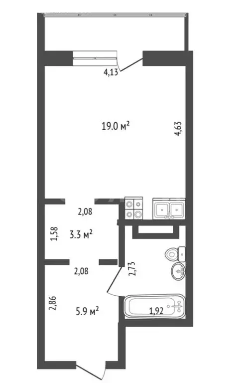Квартира-студия: деревня Дударева, улица Созидателей, 2 (35.8 м) - Фото 1