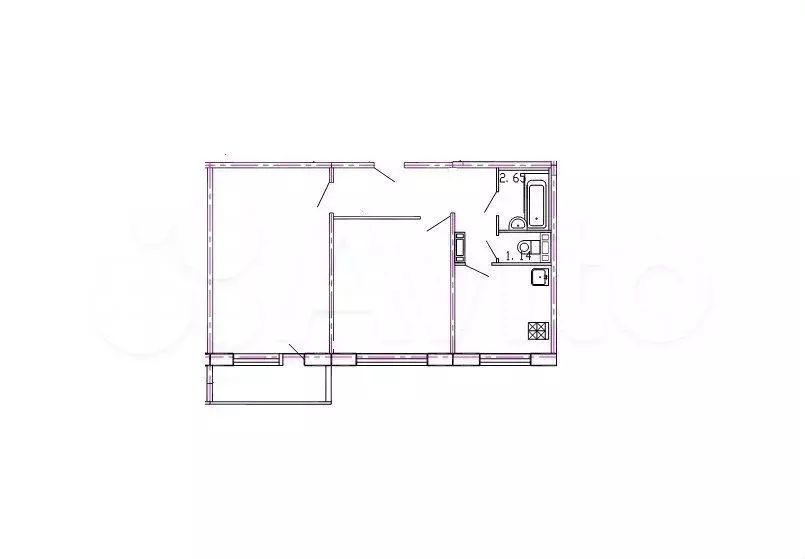 2-к. квартира, 57 м, 5/9 эт. - Фото 0