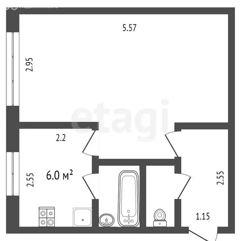 1-комнатная квартира: Тюмень, улица Мельникайте, 95 (30.5 м) - Фото 1