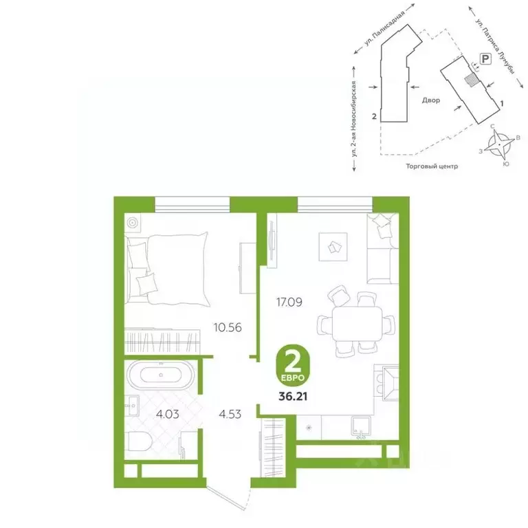 2-к кв. Свердловская область, Екатеринбург ул. Патриса Лумумбы, 4А ... - Фото 1