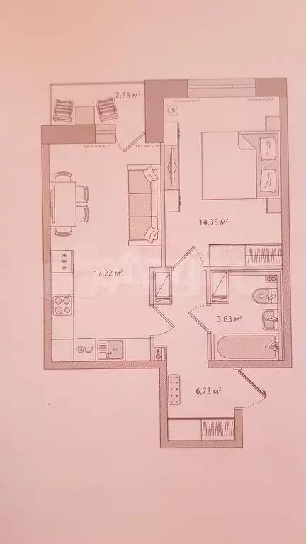 1-к. квартира, 44,9 м, 3/18 эт. - Фото 0