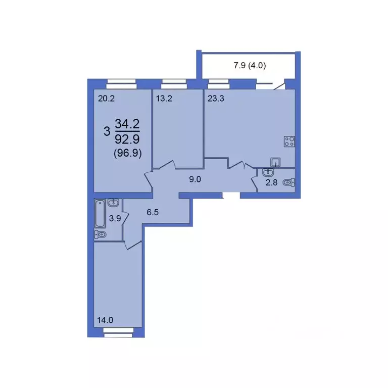 4-к кв. Вологодская область, Вологда Завокзальный мкр,  (96.9 м) - Фото 1