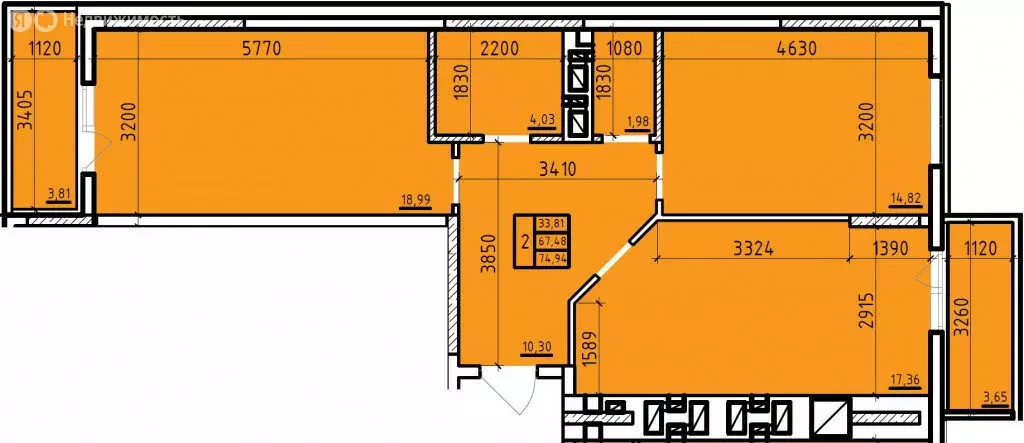 2-комнатная квартира: Таганрог, 5-й микрорайон (74.94 м) - Фото 1