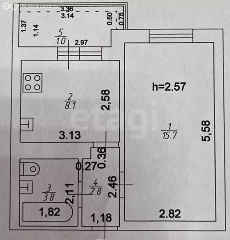 1-комнатная квартира: Казань, Маршрутная улица, 16 (31 м) - Фото 1