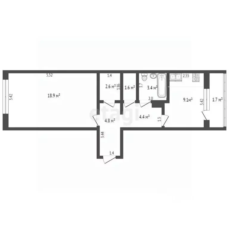 1-к кв. Мордовия, Саранск ул. Маринина, 19 (44.9 м) - Фото 1