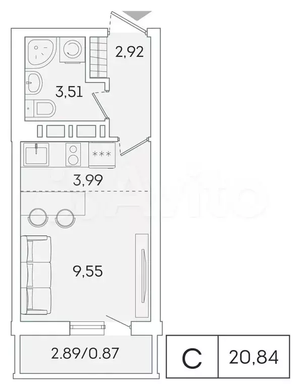 Квартира-студия, 20 м, 15/16 эт. - Фото 0