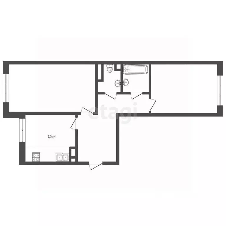 2-к кв. Ямало-Ненецкий АО, Ноябрьск ул. Цоя, 3В (56.1 м) - Фото 1