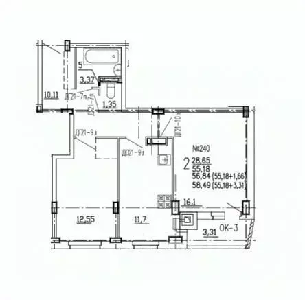 2-к кв. Курская область, Курск ул. 2-я Агрегатная, 57А (58.49 м) - Фото 0