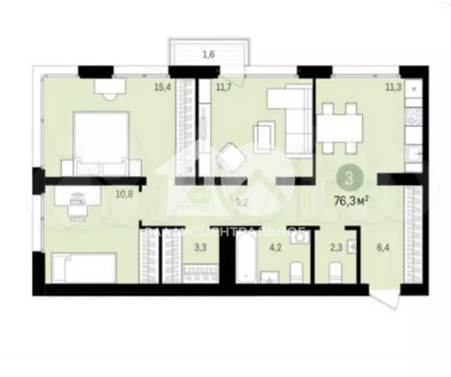 3-к. квартира, 75 м, 6/17 эт. - Фото 0