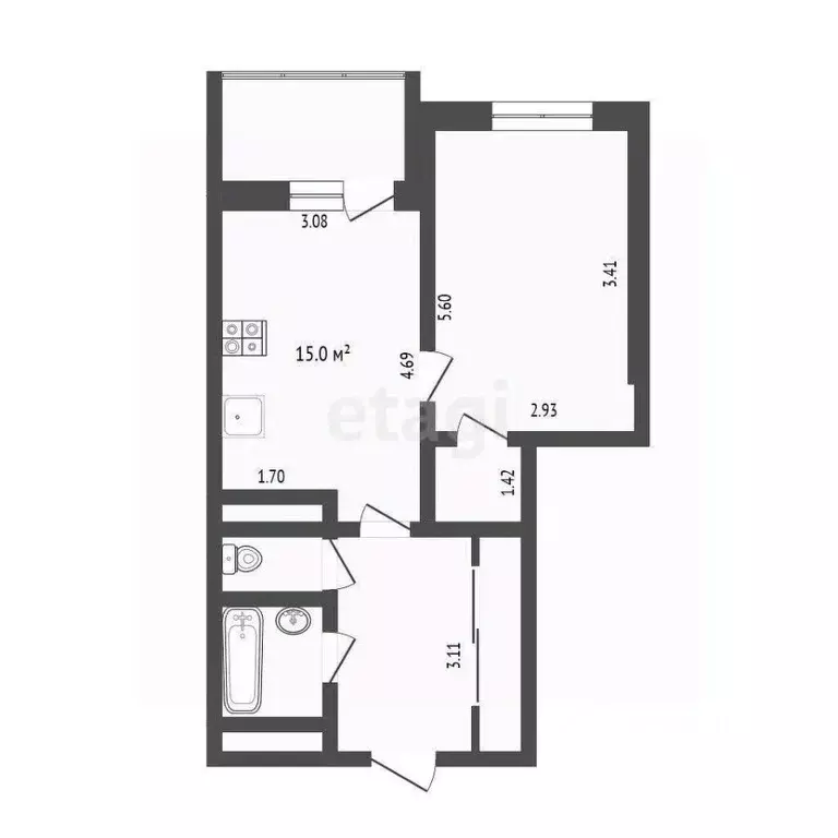 1-к кв. Тюменская область, Тюмень ул. Станислава Карнацевича, 4 (40.1 ... - Фото 1