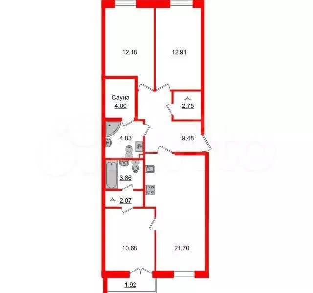 3-к. квартира, 85 м, 3/9 эт. - Фото 0