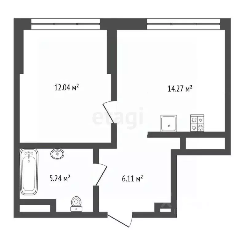 1-к кв. Тюменская область, Тюмень ул. Новоселов, 103 (37.9 м) - Фото 2