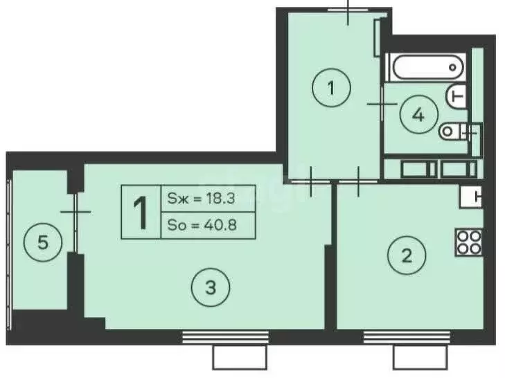 1-комнатная квартира: Москва, Амурская улица, вл1к1/1 (40.8 м) - Фото 0