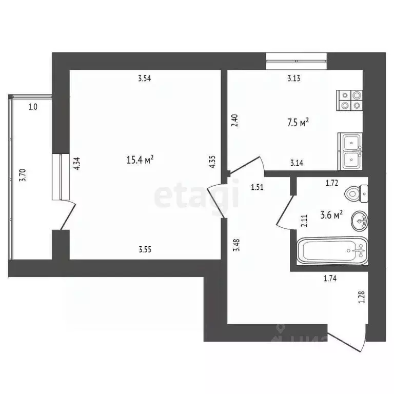 1-к кв. Мордовия, Саранск Севастопольская ул., 23А (34.0 м) - Фото 2
