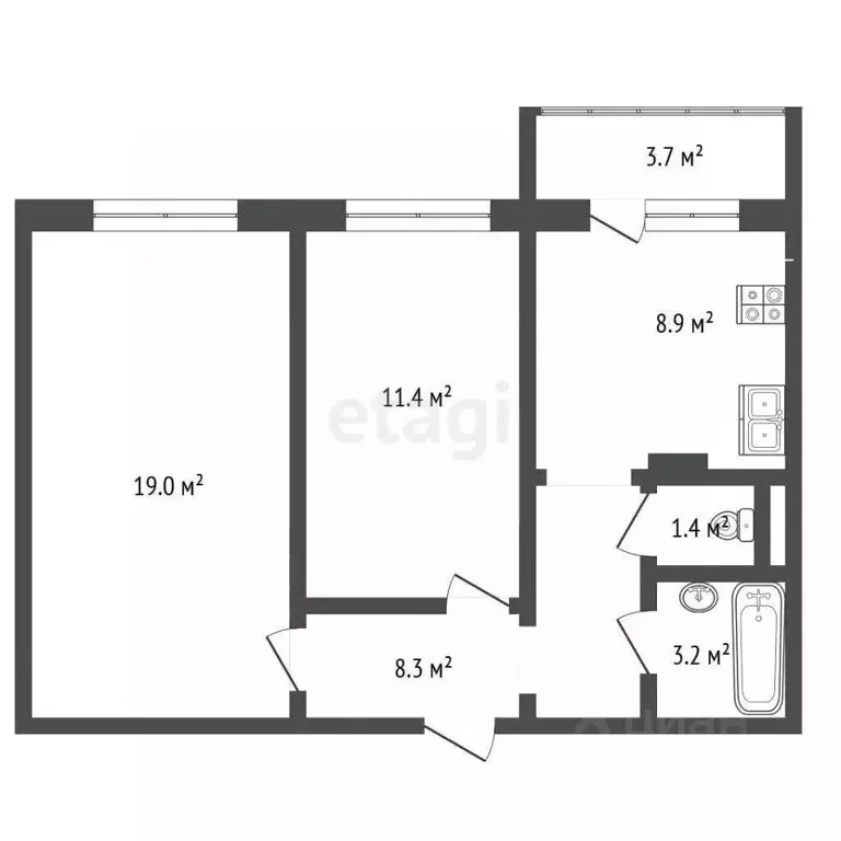 2-к кв. Мордовия, Саранск ул. Косарева, 119 (54.0 м) - Фото 1