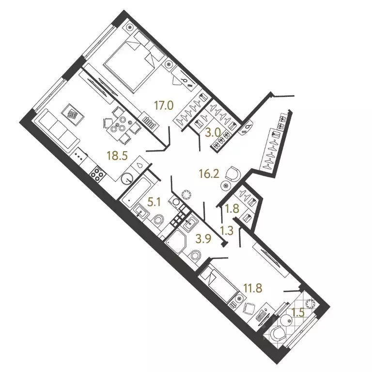 2-к кв. Санкт-Петербург Миргородская ул., 1 (78.6 м) - Фото 0