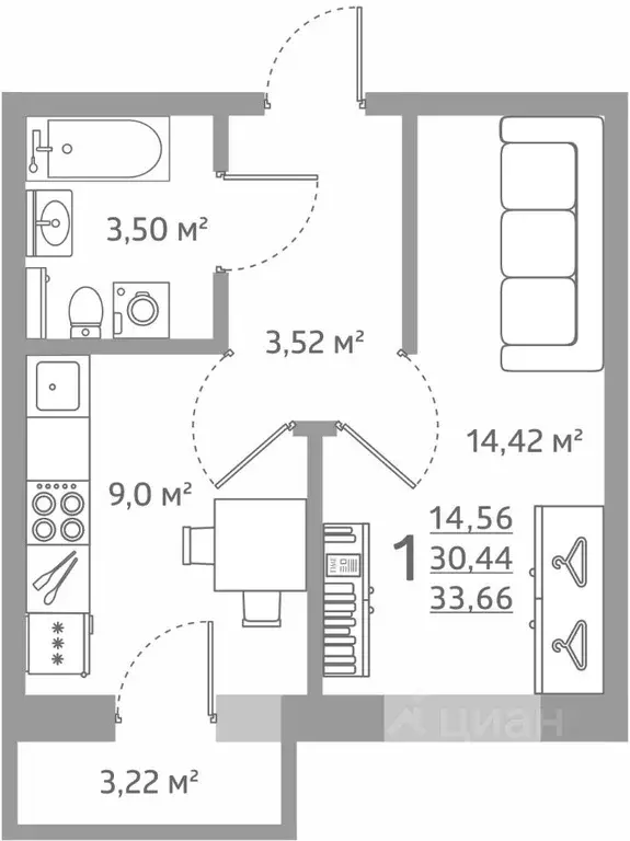 1-к кв. Рязанская область, Рязанский район, Дядьковское с/пос, с. ... - Фото 2