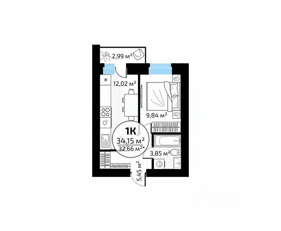 1-к кв. Самарская область, Самара пос. Мехзавод, 1-й кв-л, 50 (34.15 ... - Фото 1