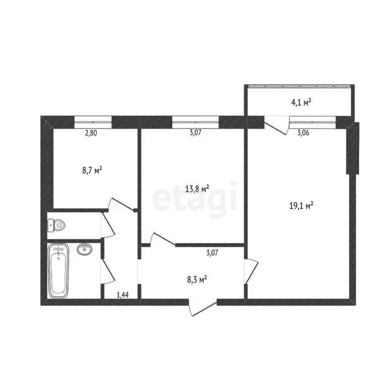 2-комнатная квартира: Белгород, Славянская улица, 9 (53 м) - Фото 1