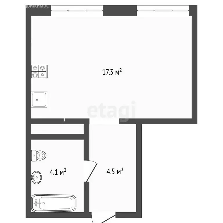 Квартира-студия: Тюмень, Заполярная улица, 3 (25.9 м) - Фото 1