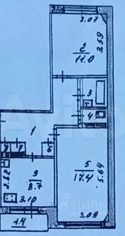 2-к кв. Псковская область, Псков Новгородская ул., 28 (53.9 м) - Фото 2