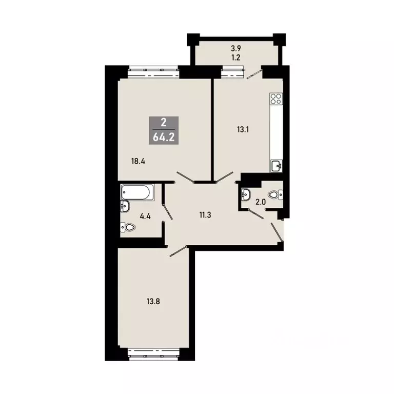 2-к кв. Омская область, Омск ул. Б.Г. Шаронова, 33 (63.0 м) - Фото 1