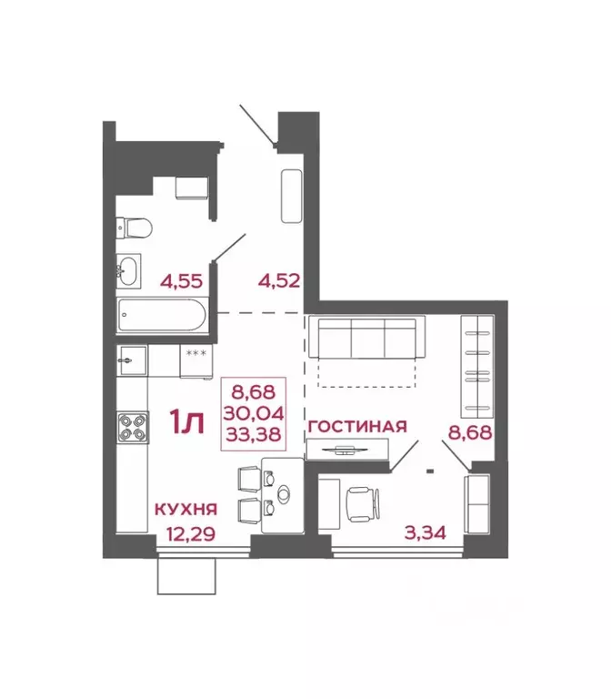 1-к кв. Пензенская область, Пенза Микрорайон Новобережье жилой ... - Фото 1