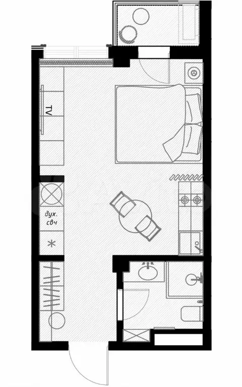 Квартира-студия, 28,7 м, 2/7 эт. - Фото 1