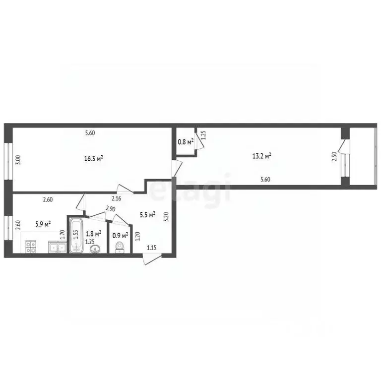 2-к кв. Башкортостан, Стерлитамак Коммунистическая ул., 37 (44.0 м) - Фото 1