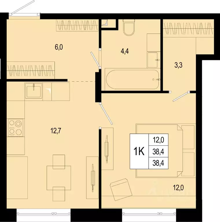 1-к кв. Московская область, Подольск городской округ, д. Борисовка ... - Фото 1