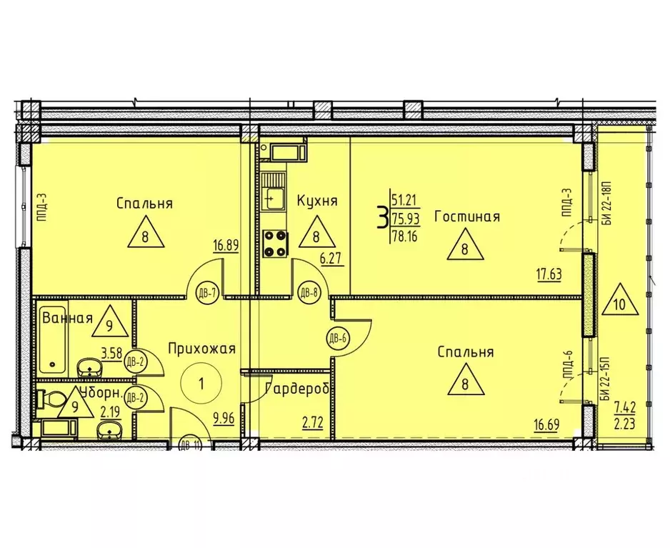 3-к кв. Пензенская область, Пенза ул. Генерала Глазунова, 11 (78.16 м) - Фото 1