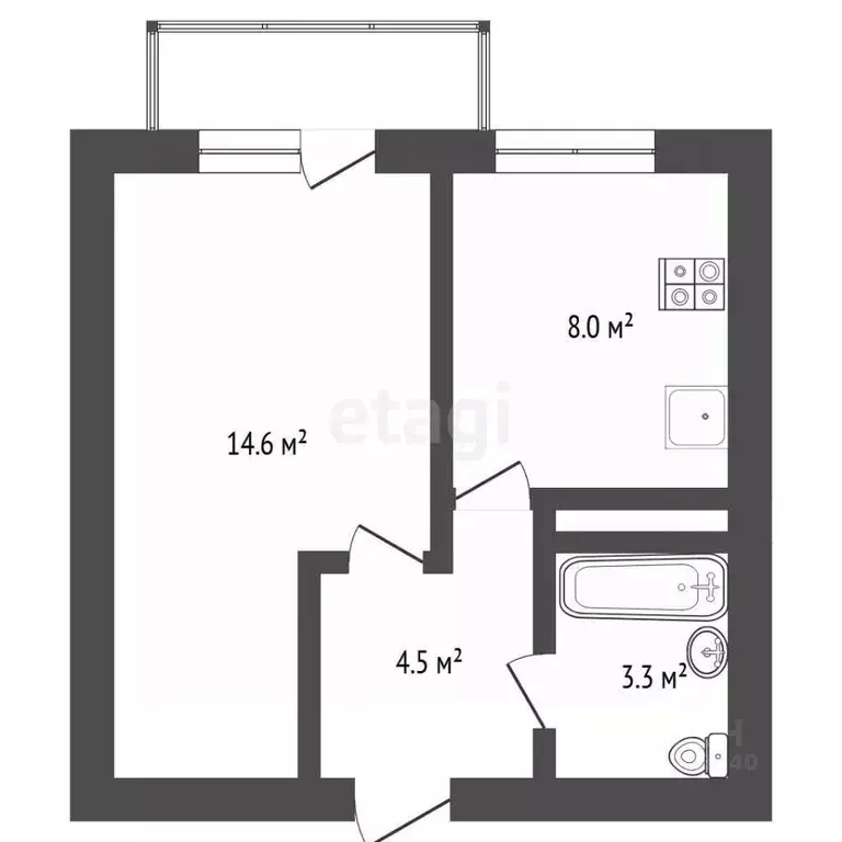 1-к кв. Тюменская область, Тюмень ул. Пермякова, 81 (29.8 м) - Фото 1