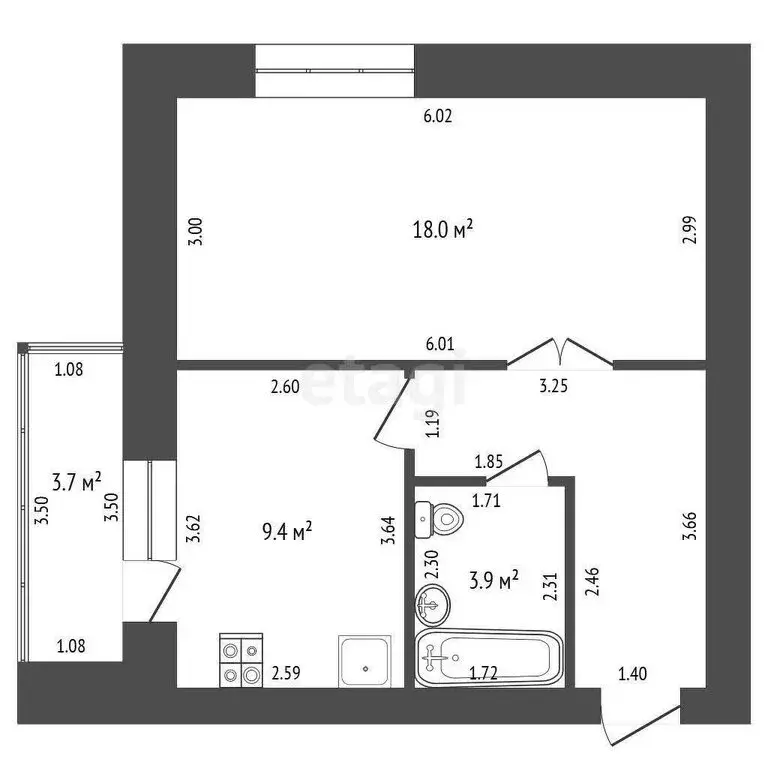 1-комнатная квартира: Саранск, улица Победы, 22А (38 м) - Фото 0