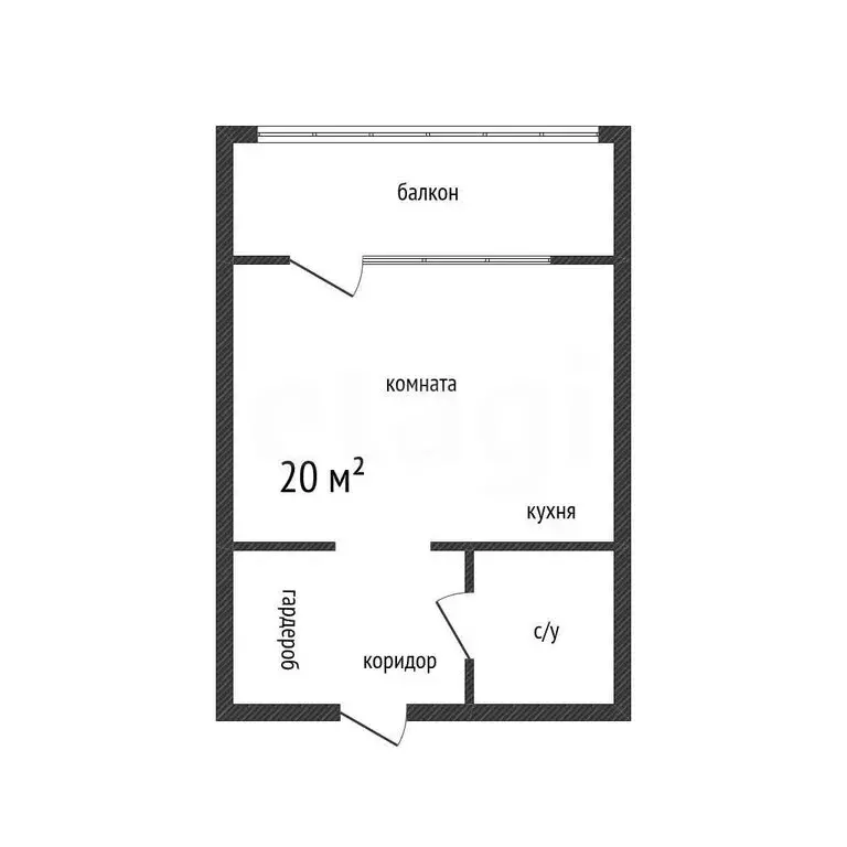 Квартира-студия: аул Новая Адыгея, Бжегокайская улица, 31/7А (20 м) - Фото 1