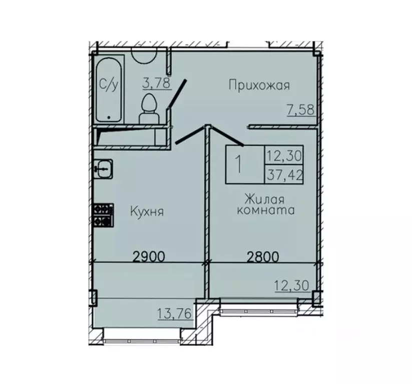 1-к кв. Ставропольский край, Пятигорск  (37.42 м) - Фото 1