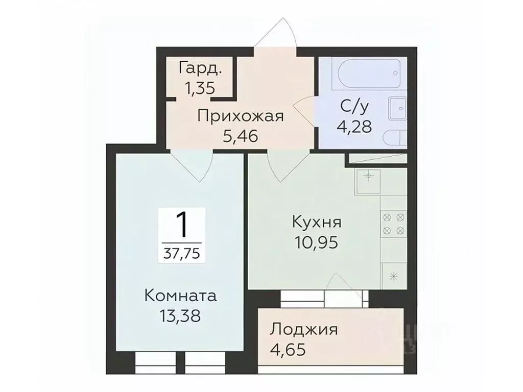 1-к кв. Воронежская область, Воронеж ул. Матросова (37.75 м) - Фото 0