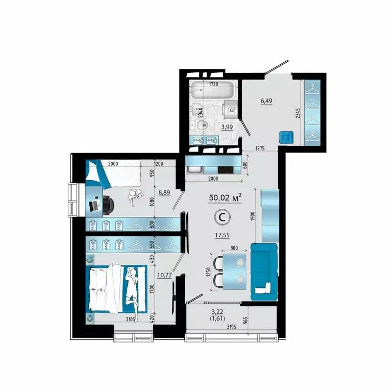 3-комнатная квартира: Владивосток, Ленинский район (50.02 м) - Фото 1