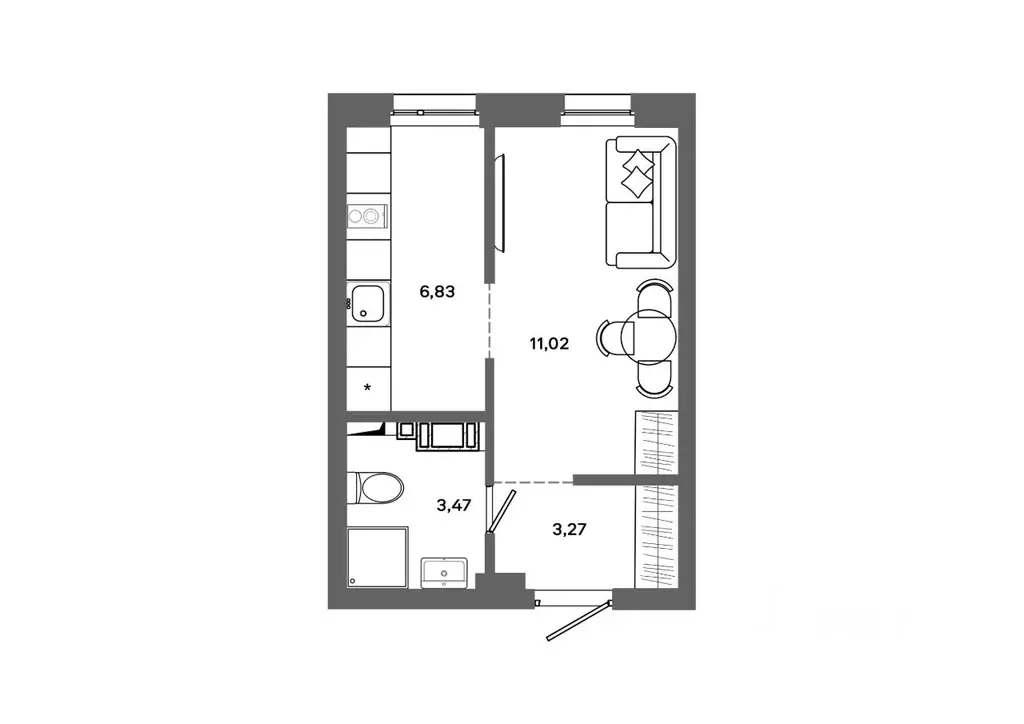 1-к кв. Ханты-Мансийский АО, Сургут 30А мкр,  (24.59 м) - Фото 0